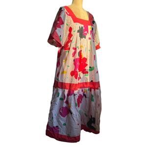 Vintage Casi white red and pink flowy floral cotton dress size 10